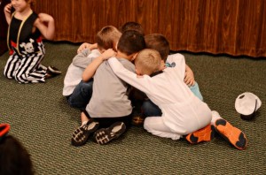 boys in a huddle